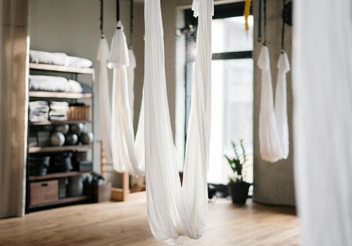 Detailed view of yoga equipment and calm atmosphere